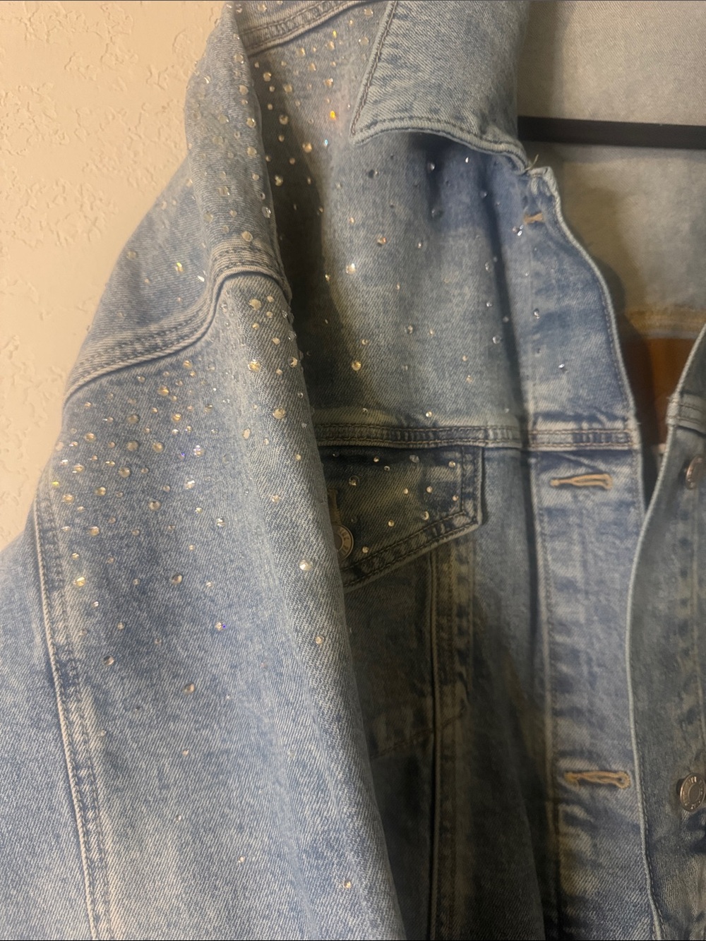PINK Victoria's Secret Trucker Rhinestone Denim Jacket - Picture 3 of 7